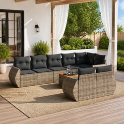 Compact 9-Piece Outdoor Sofa Set with Storage