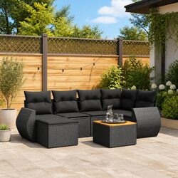 Concise 7 Piece Garden Sofa Set with Storage Solutions