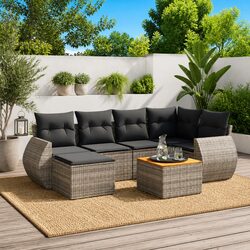 7 Piece Grey Garden Sofa Set