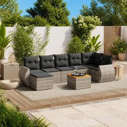 Concise Outdoor Sofa Set: 8 Pieces in Grey Rattan
