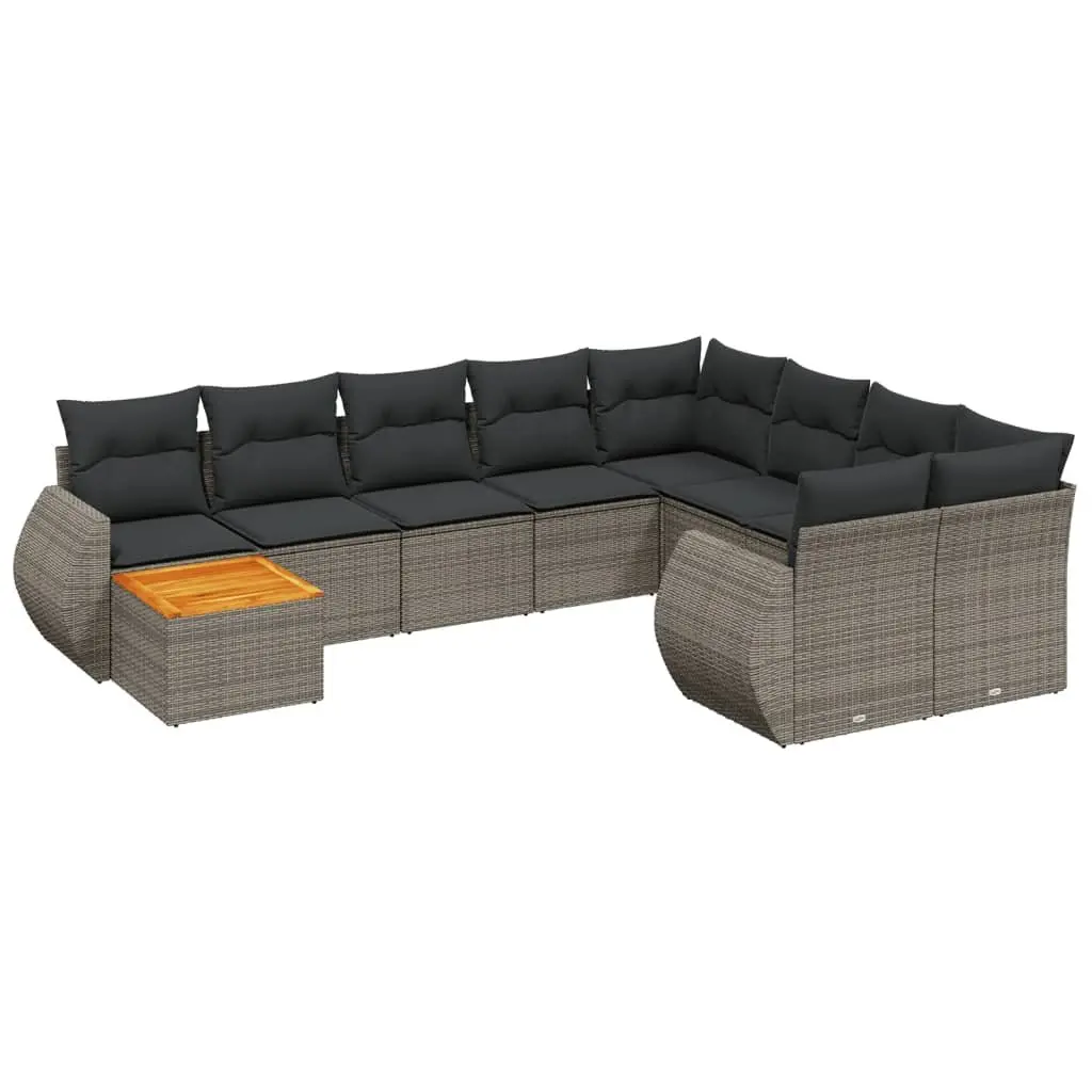 Garden Sofa Set Grey 10 Piece Outdoor Furniture Patio Modular Poly Rattan