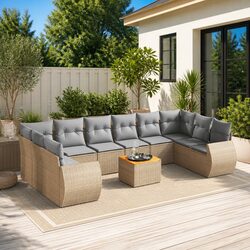 Compact 11-Piece Garden Sofa Set in Beige