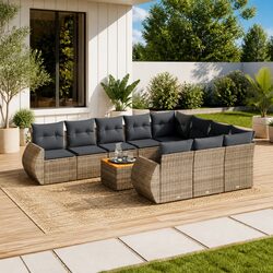 Compact 11 Piece Grey Modular Sofa Set for Outdoor Use