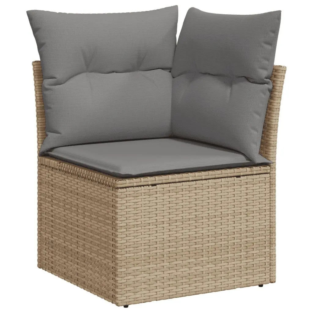 Garden Sofa Set 11 Piece Outdoor Furniture Beige Poly Rattan Patio Lounge with