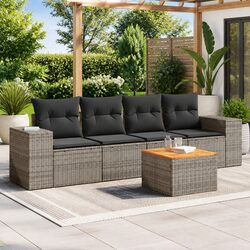 5 Piece Grey Garden Sofa Set for Outdoor Enjoyment