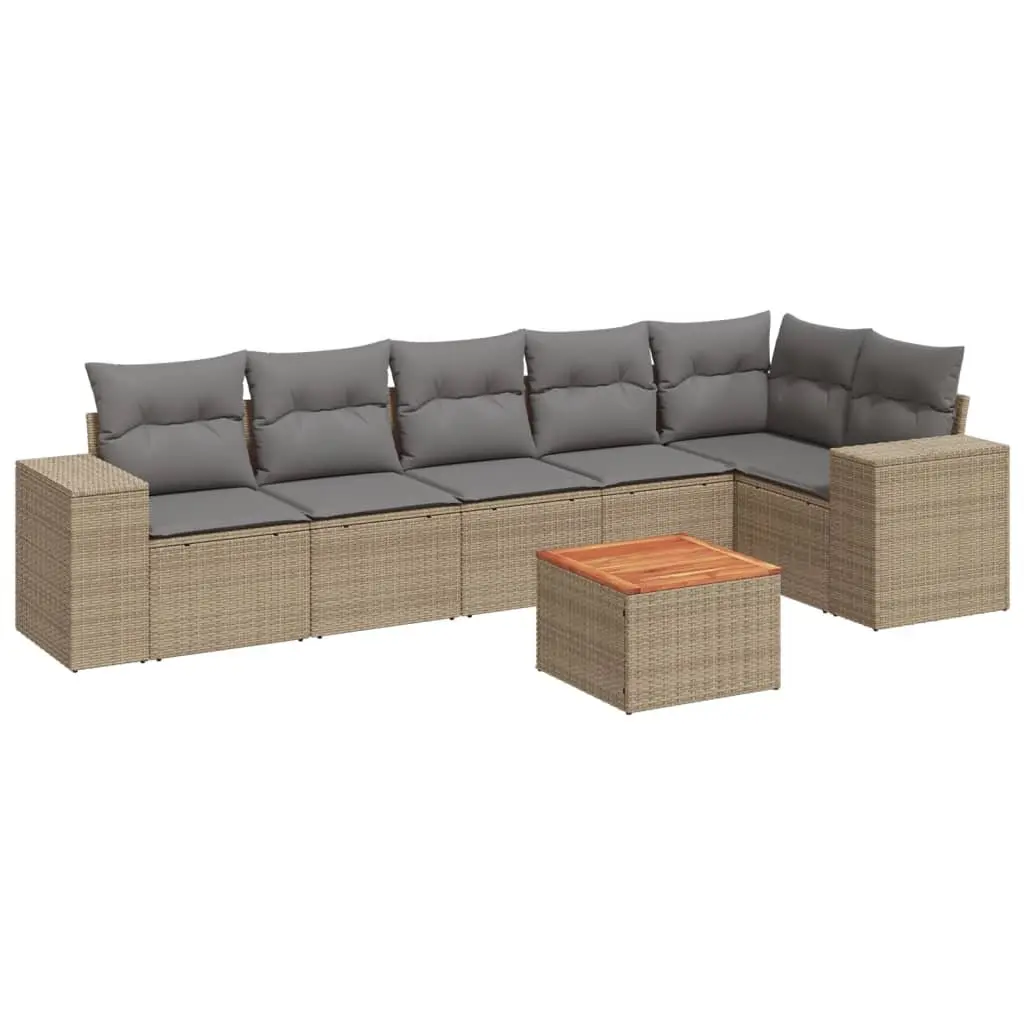 7 Piece Garden Sofa Set Outdoor Furniture Lounge with Storage Cushions Beige