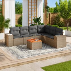 Concise 7-Piece Outdoor Sofa Set - Beige