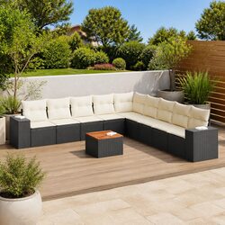 Garden Sofa Set 10 Piece Outdoor Furniture Modular Patio Rattan Seating Black