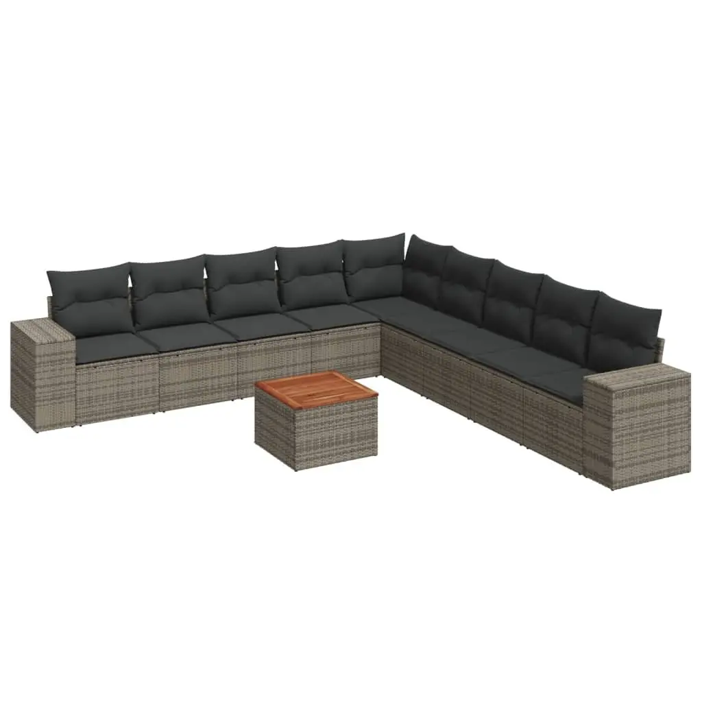 Garden Sofa Set 10 Piece Outdoor Furniture Grey Poly Rattan Modular Patio