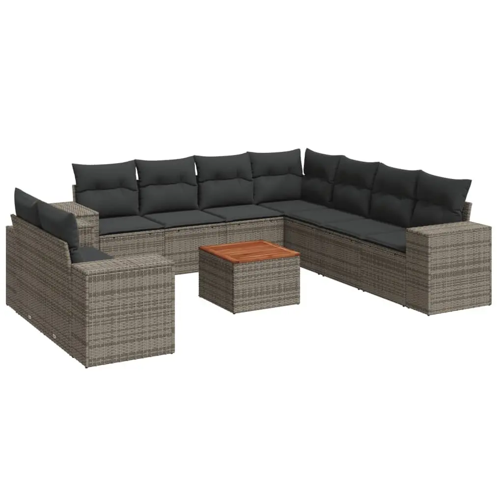 Garden Sofa Set 10 Piece Outdoor Furniture Grey Poly Rattan Modular Patio