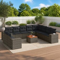 Garden Sofa Set 11 Piece Outdoor Furniture Grey Poly Rattan Modular Patio
