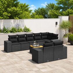 Garden Sofa Set 9 Piece Outdoor Furniture Patio Seating with Cushions Black