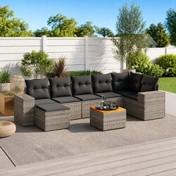 8-Piece Grey Garden Sofa Set: Compact & Cozy