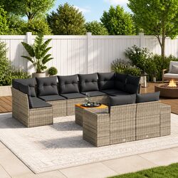 Concise 10 Piece Grey Modular Garden Sofa Set