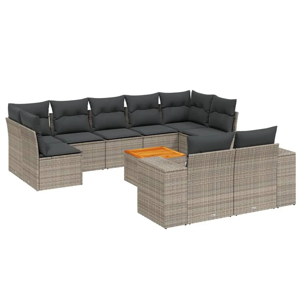 Garden Sofa Set 10 Piece Outdoor Furniture Grey Poly Rattan Modular Patio