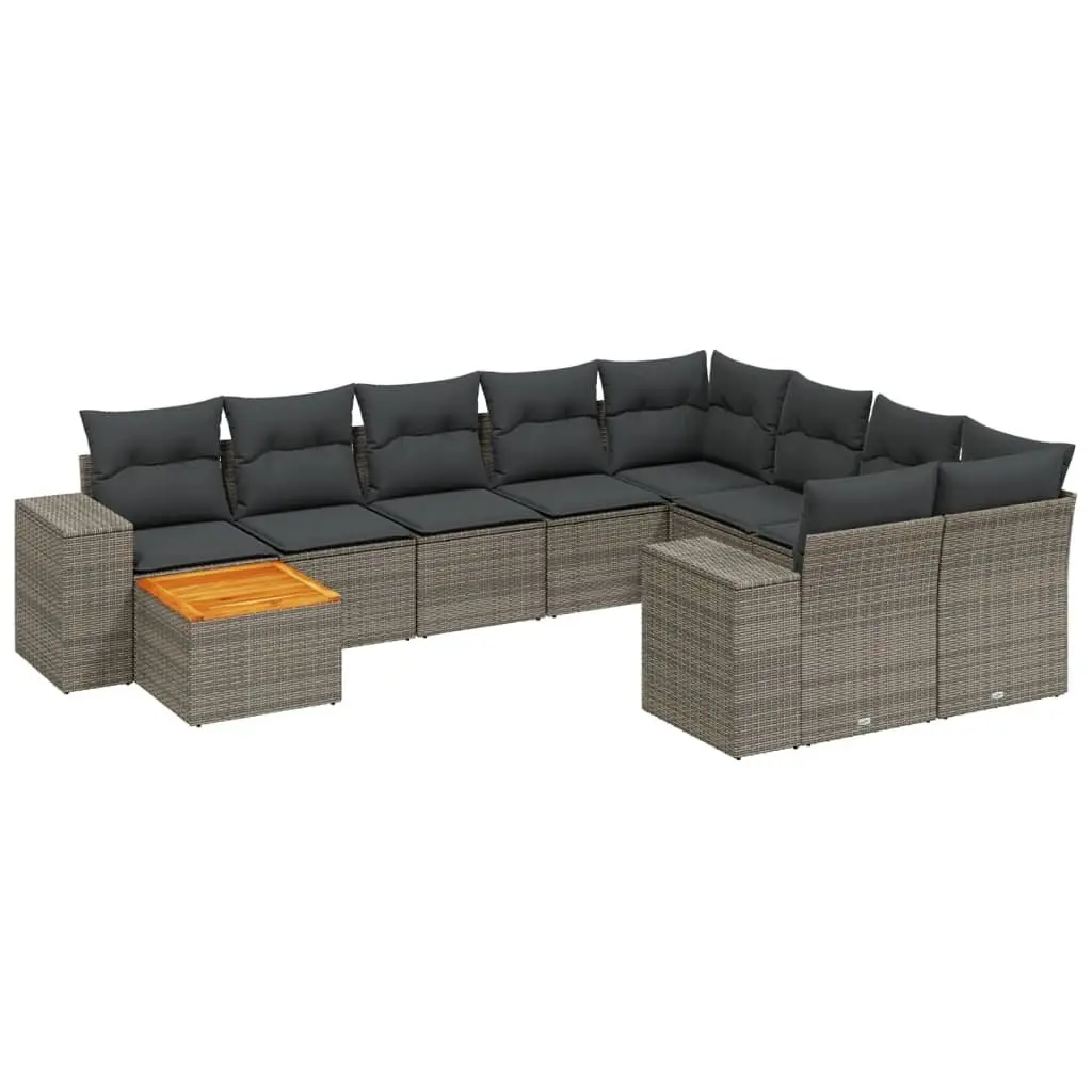 Garden Sofa Set Grey 11 Piece Modular Outdoor Furniture with Storage Compartments