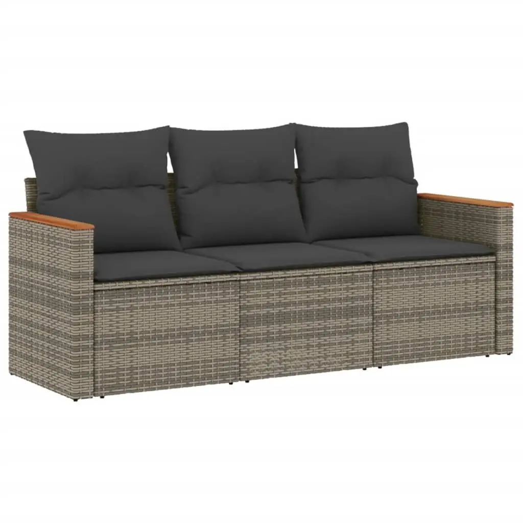 Garden Sofa Set Grey 3 Piece Outdoor Furniture Patio Sectional with Cushions