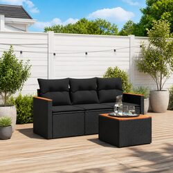 Garden Sofa Set 4 Piece Outdoor Furniture Patio Sectional with Cushions Storage