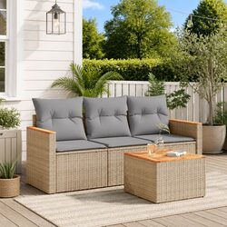Beige 4-Piece Sofa Set for Outdoors