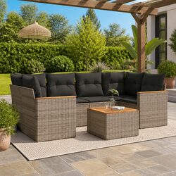 Stylish 7-Piece Grey Garden Sofa Set - Outdoor Essential