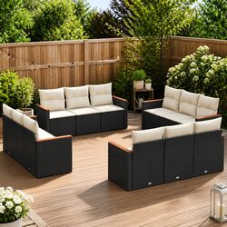 Black Poly Rattan 12 Piece Garden Sofa Set