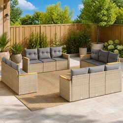 12-Piece Beige Garden Sofa Set