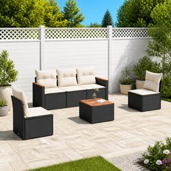 Garden Sofa Set 6 Piece Outdoor Furniture Patio Sectional with Storage Cushions