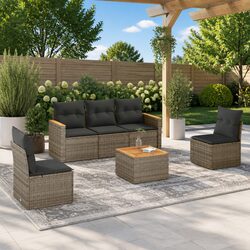 Compact 6-Piece Outdoor Sofa Set: Simple and Strong