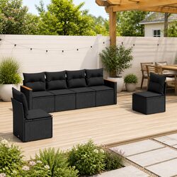 6 Piece Garden Sofa Set in Black