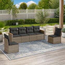 Compact and Stylish 6 Piece Grey Garden Sofa Set