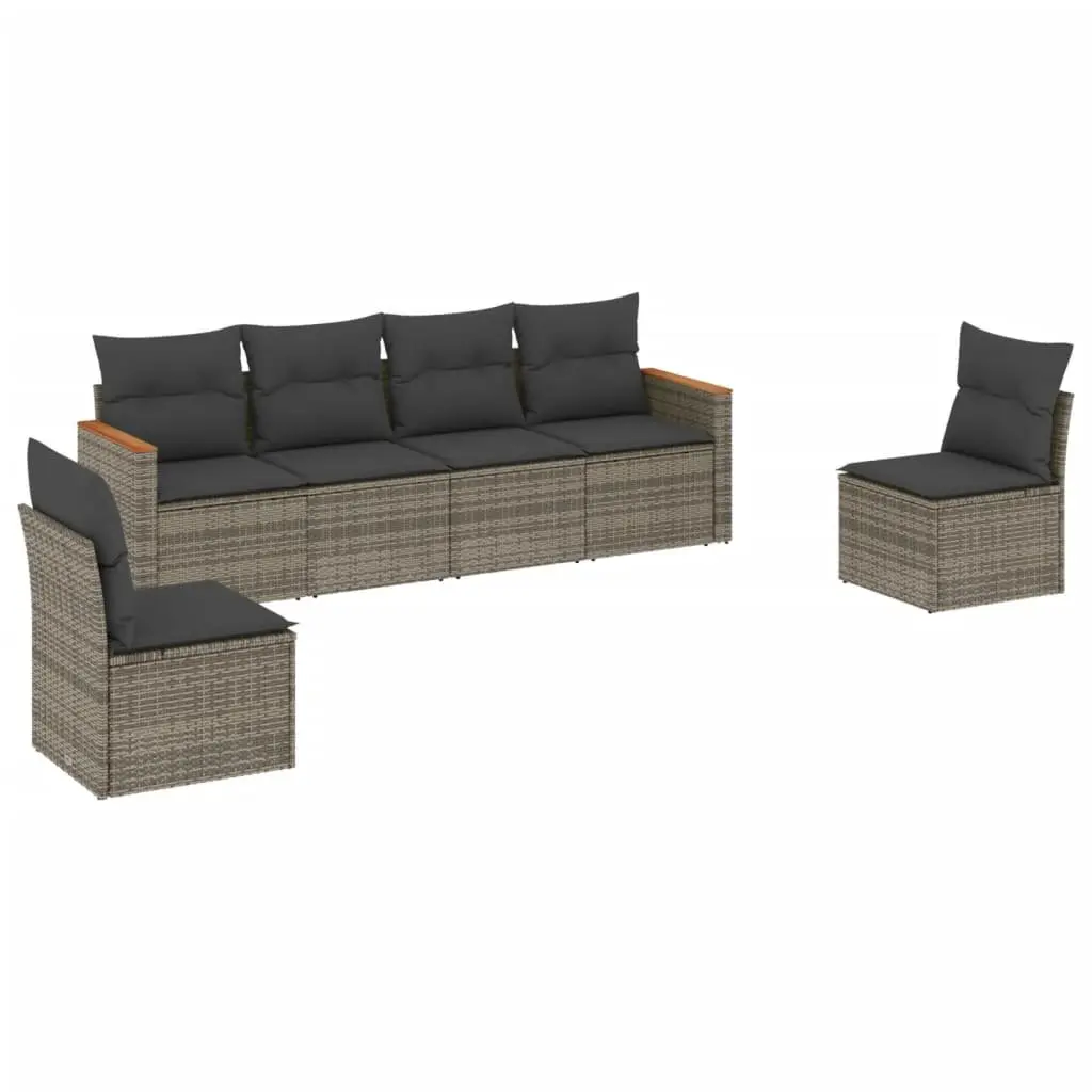 Garden Sofa Set Grey 6 Piece Modular Outdoor Furniture with Cushions