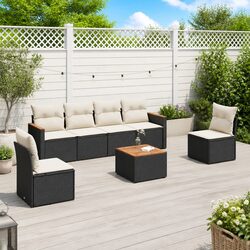 Garden Sofa Set 7 Piece Outdoor Furniture Patio Rattan Seating with Cushions