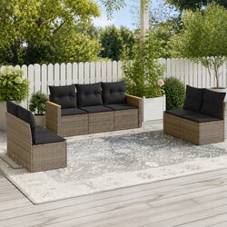 7-Piece Modular Garden Sofa Set in Grey Rattan