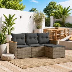 4-Piece Grey Garden Sofa Set: Stylish and Functional