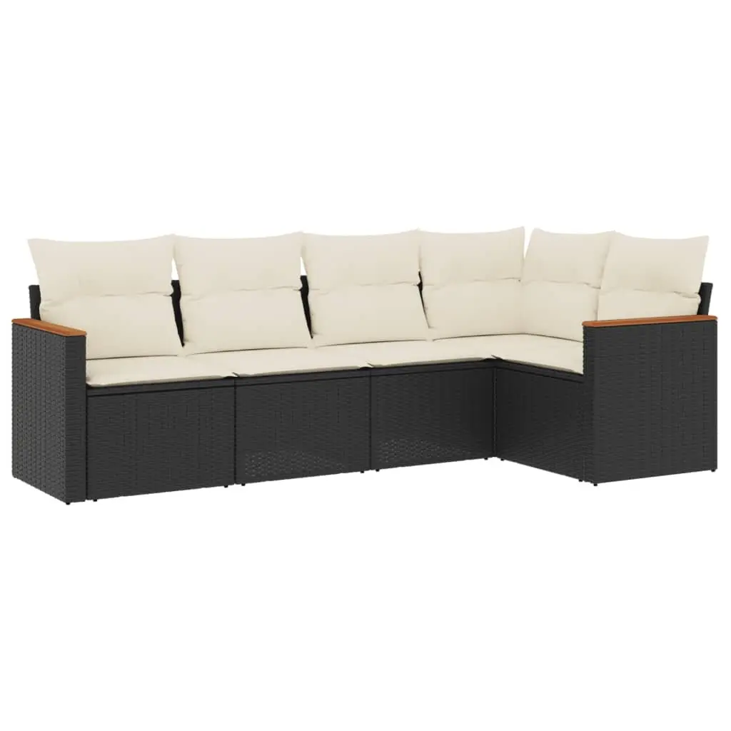 Garden Sofa Set Black 5 Piece Modular Outdoor Furniture Patio Lounge