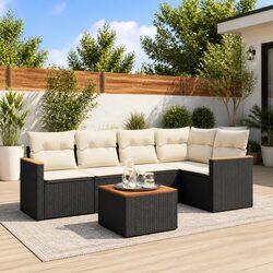 Durable Black 6-Piece Modular Garden Sofa Set