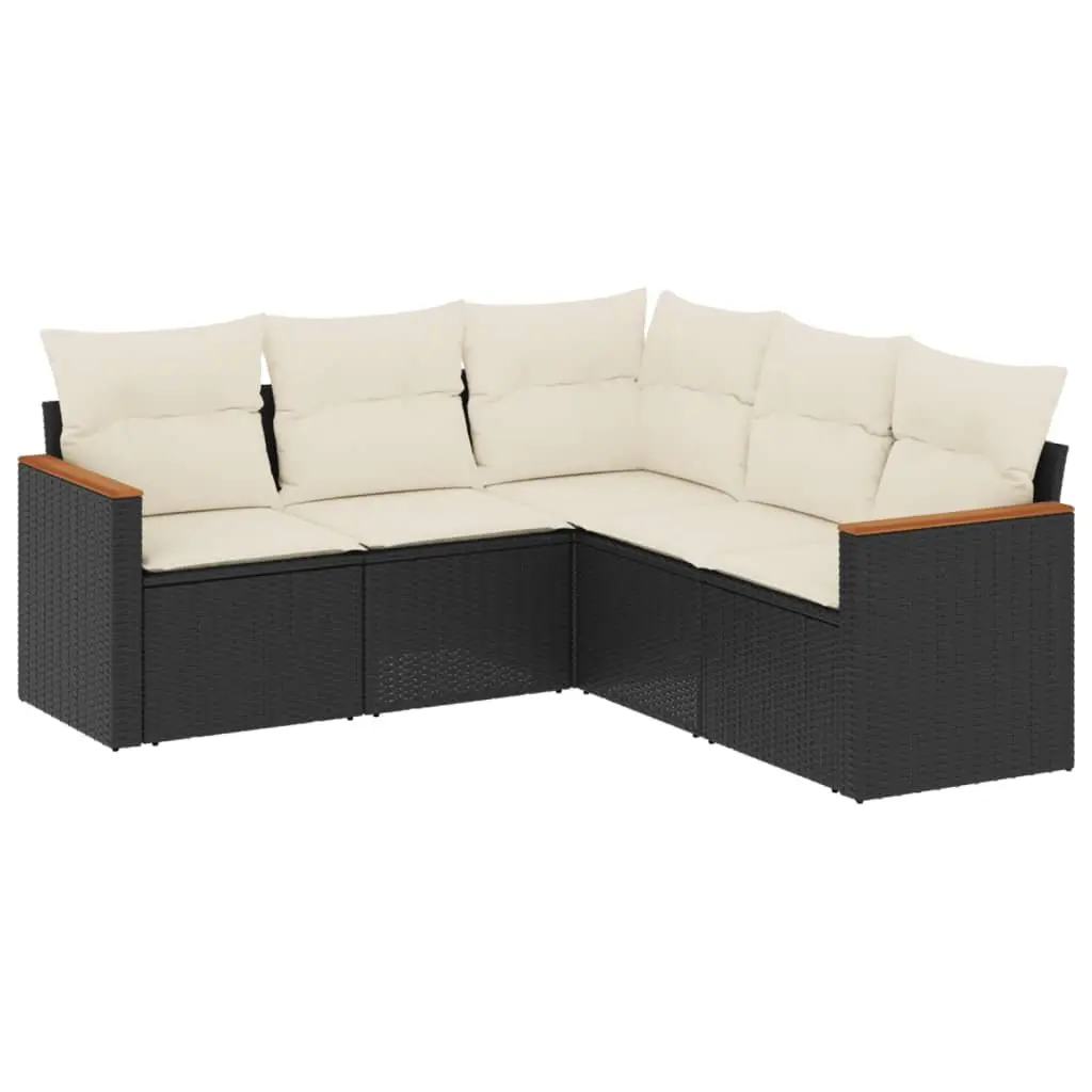 Garden Sofa Set Black 5 Piece Outdoor Furniture Patio Modular Sectional