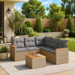 6 Piece Garden Sofa Set for Outdoors