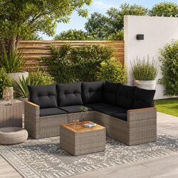 6 Piece Modular Grey Garden Sofa Set - Easy Outdoor Living