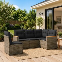 Garden Sofa Set 5 Piece Outdoor Furniture Patio Lounge Seating with Cushions