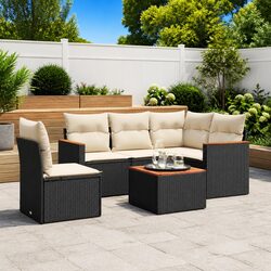 6 Piece Black Outdoor Sofa Set - Modular and Functional