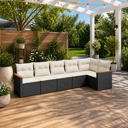 Garden Sofa Set 6 Piece Outdoor Furniture Patio Seating Modular Black Rattan