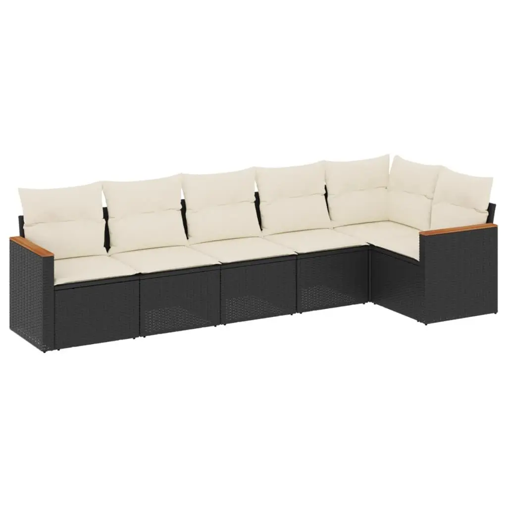 Garden Sofa Set 6 Piece Outdoor Furniture Patio Seating Modular Black Rattan