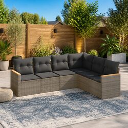 Grey Garden Sofa Set 6 Piece Outdoor Furniture