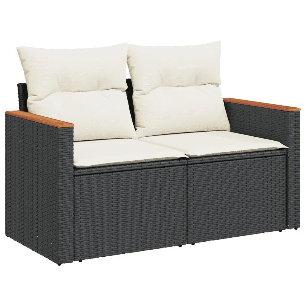 7 Piece Garden Sofa Set Outdoor Furniture Patio Lounge Black PE Rattan with