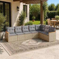 Concise 7 Piece Beige Outdoor Sofa Set