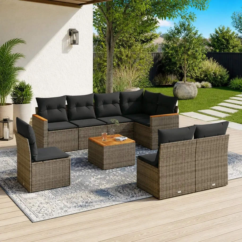 Garden Sofa Set 9 Piece Outdoor Furniture Patio Lounge with Storage Grey