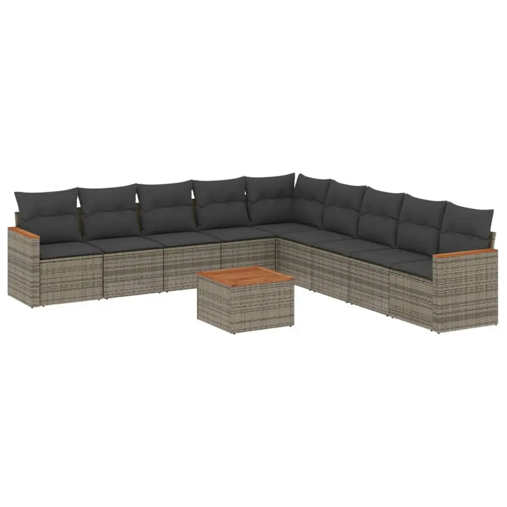 Garden Sofa Set 10 Piece Outdoor Furniture Grey Poly Rattan Patio Seating