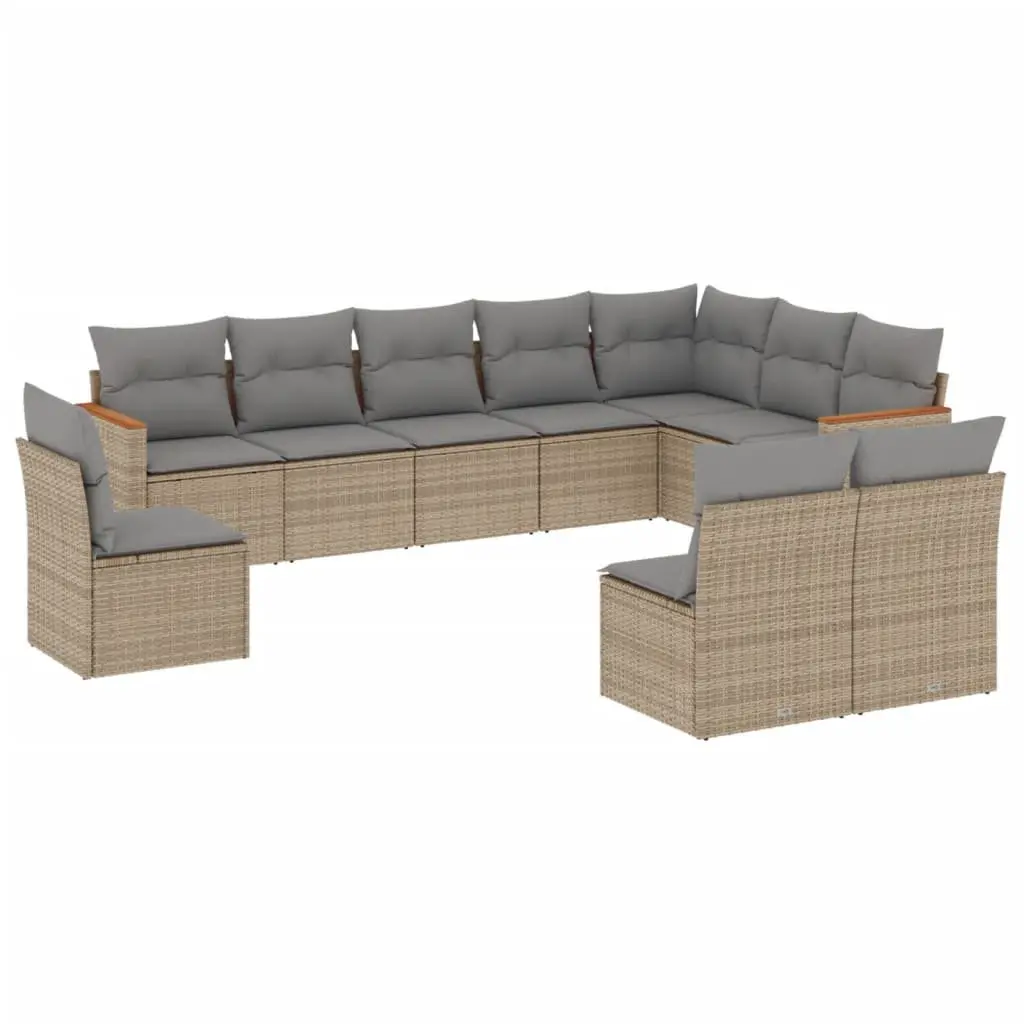Garden Sofa Set 10 Piece Outdoor Furniture Patio Beige with Cushions Storage