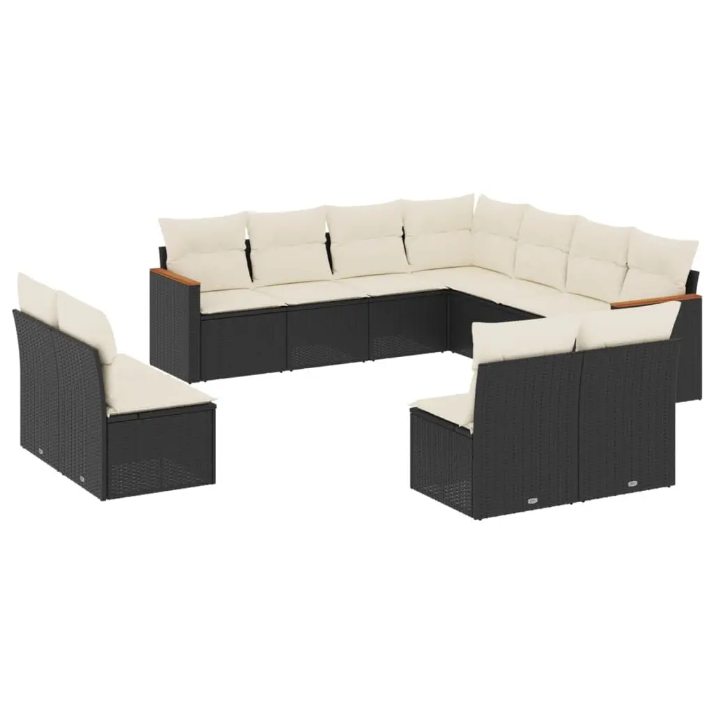 Garden Sofa Set Black 11 Piece Outdoor Furniture Patio Seating Poly Rattan